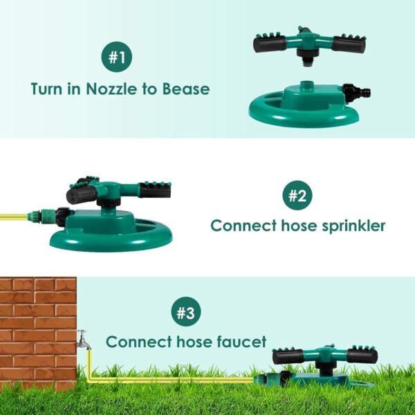 Garden Sprinkler 3 Arm Rotating Outdoor - Image 3