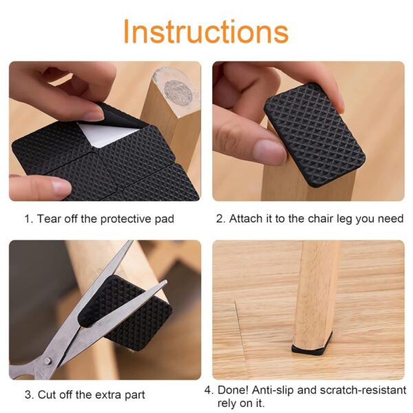 30 pcs Square Chair leg Pad Anti Slip Furniture Mate Home Improvement - Image 3