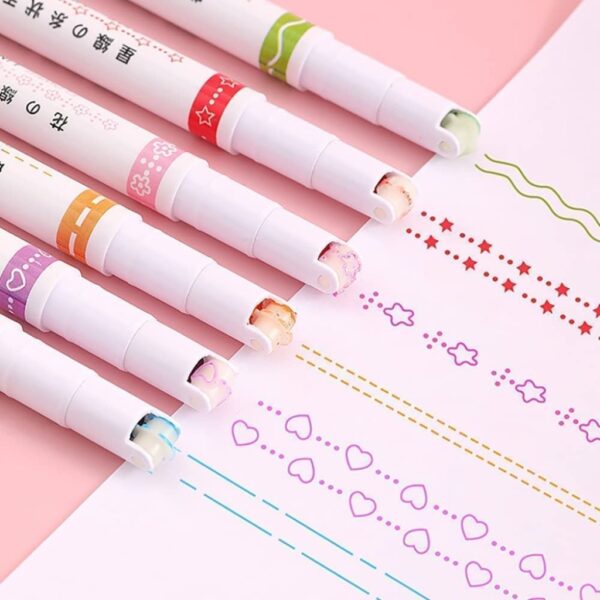 6Pcs Line Maker Color Pen Curve Highlighter Pen - Image 2