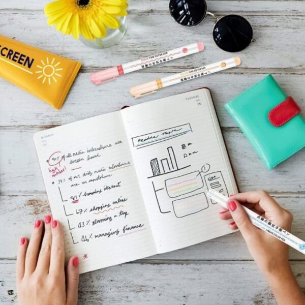 6Pcs Line Maker Color Pen Curve Highlighter Pen - Image 4